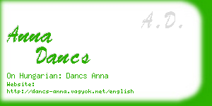 anna dancs business card